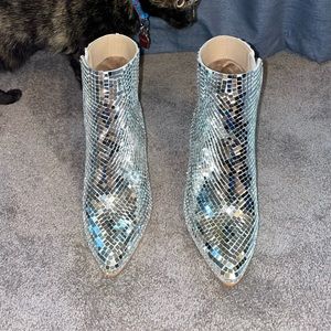 Handmade disco ball boots.